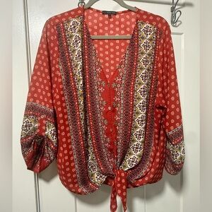 Red Bohemian Print Blouse